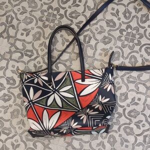 NWOT TORY BURCH "Kerrington Square" Floral Leather Satchel Crossbody Bag